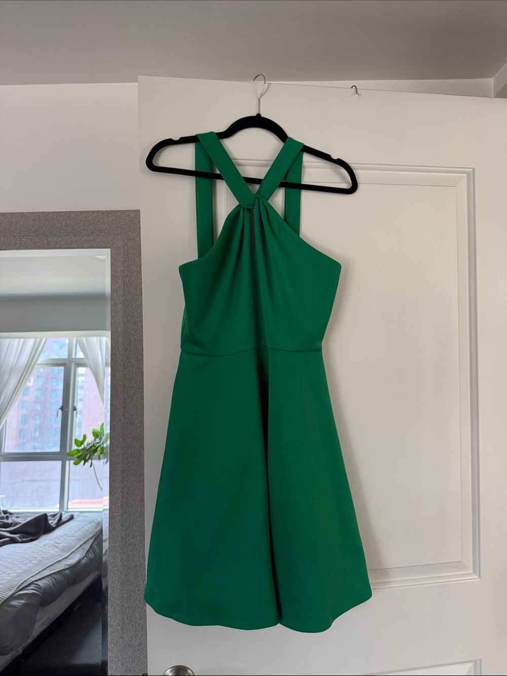 Ted Baker London Green Halter-Shoulder Knot-Detail Dress